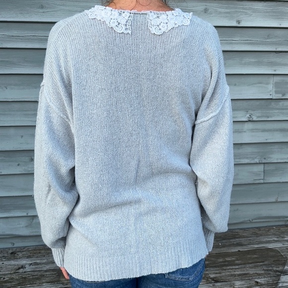Vintage WESTERN CONNECTION | Silk Angora blend Cardigan size L Gray/White - Picture 4 of 13